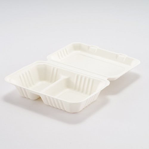 Eco-friendly Disposable White 2-compartment Embossed Box (3)
