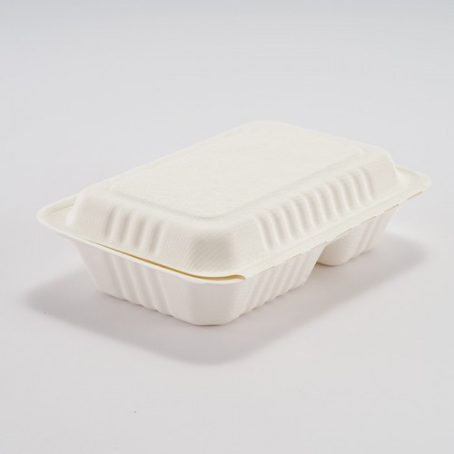 Eco-friendly Disposable White 2-compartment Embossed Box (6)